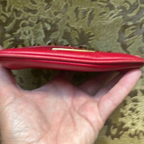 Michael Kors Red Leather Studded Mini Wallet with Keychain - Picture 10 of 11